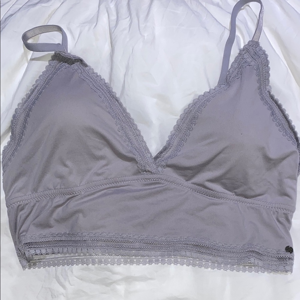 Soft Lavender Gray Lace-Trim Bralette - Women Intimates